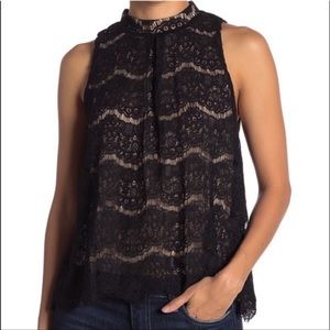 • LOVE,FIRE• Black Lace Sleeveless Blouse